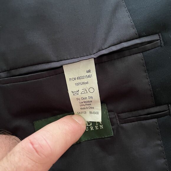 Lauren Ralph Lauren LRL Blazer Sport Coat Classic Navy Gold Buttons Wool 44R - Picture 5 of 12